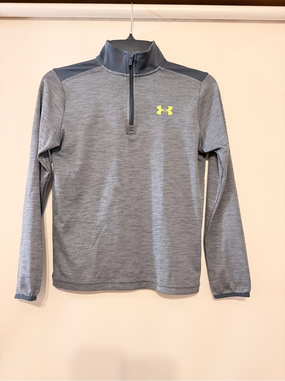 Under Armour Boys' Gray Quarter-Zip Pullover with Neon Yellow Logo